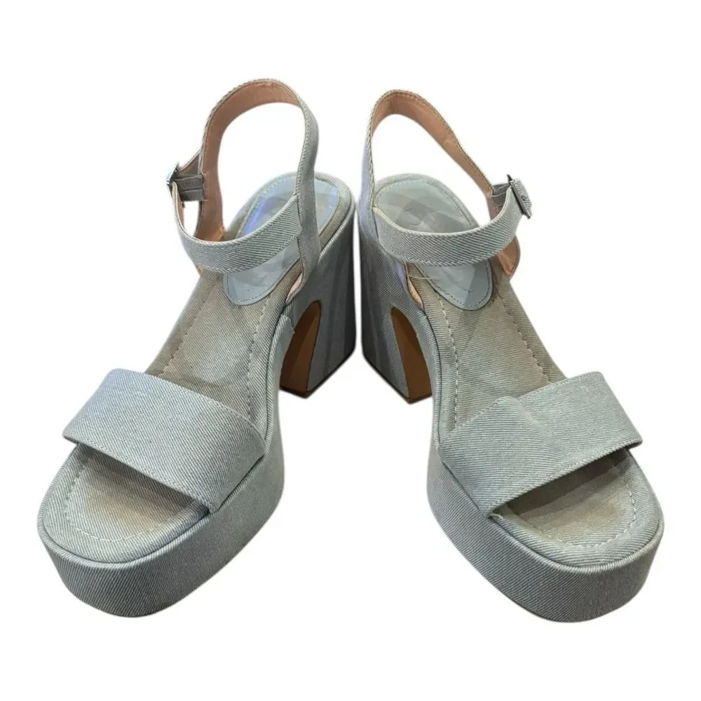 JF Women’s “Carole” Denim Chunky Platform Sandals 8.5